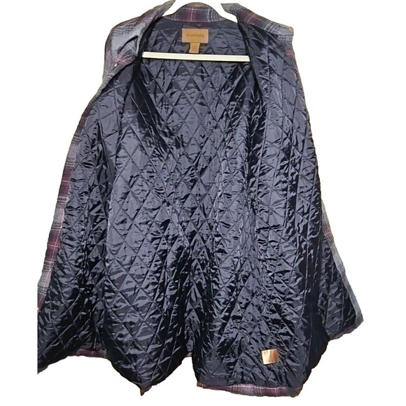 St Johns Bay Mens 2XLT Quilted Flannel Shirt Jacket Plaid Gray Red Vintage Macau - Picture 7 of 8